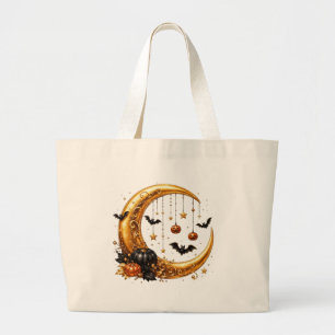 Grand Tote Bag Croissant de lune Halloween vintage