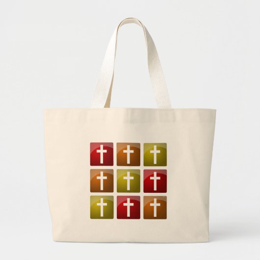 Grand Tote Bag Croix de Chrétiens colorées (Devant)