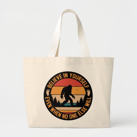 Grand Tote Bag Croyez En Vous-Même Bigfoot Noir (Devant)