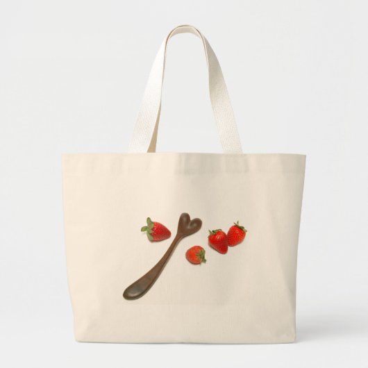 Grand Tote Bag Cuillère de coeur de noix aux fraises (Devant)