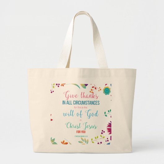 Grand Tote Bag Culte avec le vers de bible de mot (Devant)
