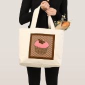 Grand Tote Bag Cupcake rose fraise (Devant (produit))