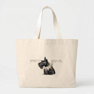 Grand Tote Bag Curieux Animal de Fête Écossais