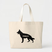 Grand Tote Bag CUSTOM Allemand Berger race Chien Silhouette (Devant)