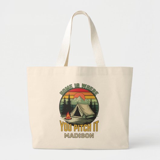 Grand Tote Bag Custom Name Camping (Devant)