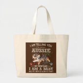 Grand Tote Bag Cute Aussie Mom Puppy Australian Shepherd Chien (Devant)