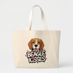 Grand Tote Bag Cute Beagle Baisers Amoureux des chiens Dessin Bea
