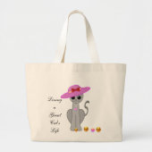Grand Tote Bag Cute chat avec Casquette (Devant)