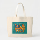 Grand Tote Bag Cute chat Boho avec devis (Devant)