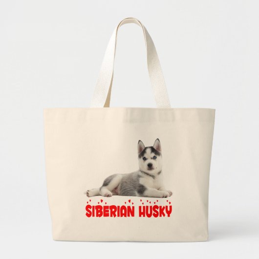 Grand Tote Bag Cute Chien chiot sibérien Husky (Devant)
