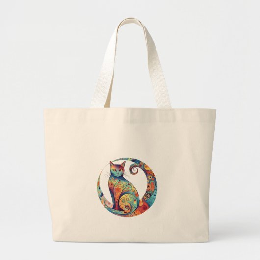 Grand Tote Bag cute colurful cat design (Devant)