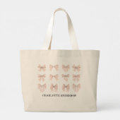 Grand Tote Bag Cute Coquette Bow Pink Blush (Dos)