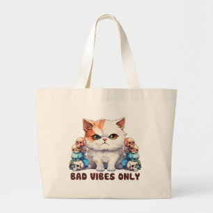 Grand Tote Bag Cute Edgy Chat - Vibes Mauvaises Seulement