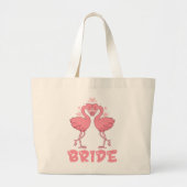 Grand Tote Bag Cute Flamingo Wedding Tropical Beach Bride (Devant)