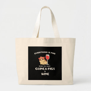 Grand Tote Bag Cute Guinée Cochon Amateur de vin cadeau