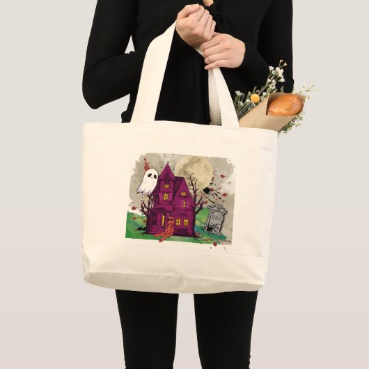 Grand Tote Bag Cute Halloween (Devant (produit))