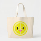 Grand Tote Bag Cute Kawaii citron agrumes végétalien (Devant)