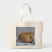Grand Tote Bag Cute Little Fox Curling Up Winter Photo (Devant)