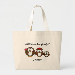 Grand Tote Bag Cute Little Owl Family