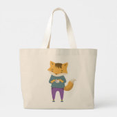 Grand Tote Bag Cute renard avec tasse de thé (Dos)