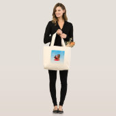 Grand Tote Bag Cute Yorkshire Terrier Joyeux Noël (Devant (modèle))