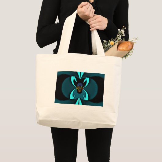 Grand Tote Bag Cyan Abstrait Art Print (Devant (produit))