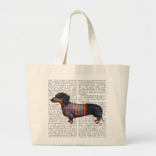 Grand Tote Bag Dachshund Avec Sweat Laineux