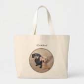 Grand Tote Bag Dachshund Peinture Smooth Black & Tan Red Dog Art (Devant)