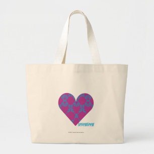 Grand Tote Bag Damassé 4 Aqua-Pourpres