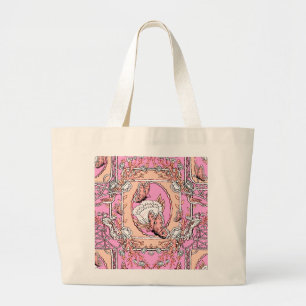 Grand Tote Bag Damassé rétro chinoiserie