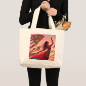 Grand Tote Bag Dame et cerf-volant indiens (Devant (produit))