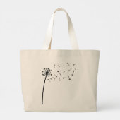 Grand Tote Bag Dandelion Seeds Boho Line Art (Dos)