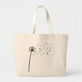 Grand Tote Bag Dandelion Seeds Boho Line Art (Devant)