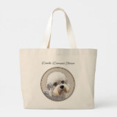 Grand Tote Bag Dandie Dinmont Terrier Peinture Chien Art original (Dos)