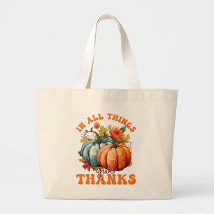 Grand Tote Bag Dans toutes les choses donner Merci Citrouille