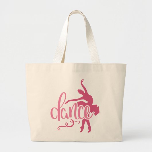 Grand Tote Bag Danse de ballet rose Ballerina Silhouette (Devant)