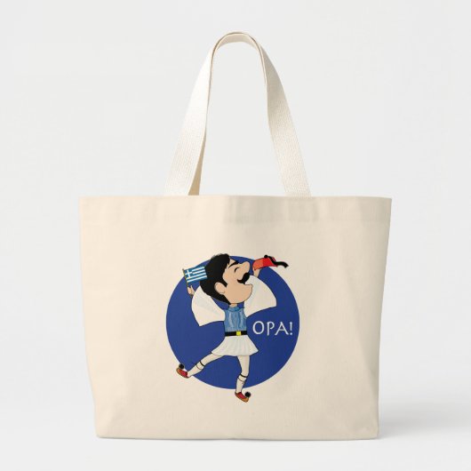 Grand Tote Bag Danse d'Evzone de Grec avec le drapeau OPA ! (Devant)