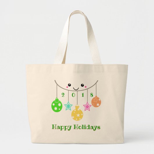 Grand Tote Bag Dated Happy Face Ornamy (Devant)