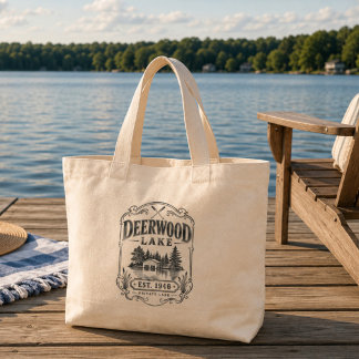 Grand Tote Bag Deerwood Lake Vintage Lake Life