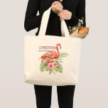 Grand Tote Bag Demoiselle d'honneur mariage flamant rose tropical<br><div class="desc">Sac fourre-tout grand demoiselle d'honneur mariage flamant rose tropical</div>
