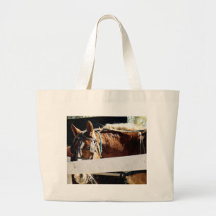 Grand Tote Bag Derrière la clôture Cheval Amish