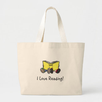 Grand Tote Bag des enfants lisant, j'aime lire !