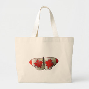 Grand Tote Bag Design de papillon du drapeau canadien