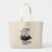 Grand Tote Bag Désolé, je suis en retard - Règles pour chats ! (Dos)