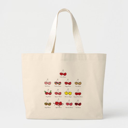 Grand Tote Bag Dessin amusant Comique drôle Cheeky Red Cherries C (Devant)