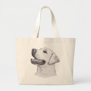 Grand Tote Bag Dessin classique de profil de chien de labrador