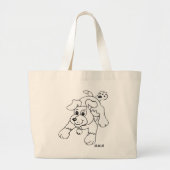 Grand Tote Bag Dessin de chien crayon de charbon (Devant)