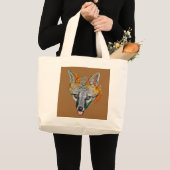 Grand Tote Bag Dessin de Fox gris (Devant (produit))
