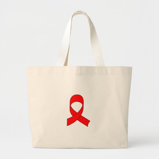 Grand Tote Bag Dessin de ruban rouge (Devant)