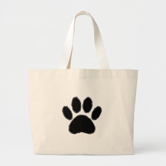 Grand Tote Bag Dessin Paw Chien En Noir (Devant)